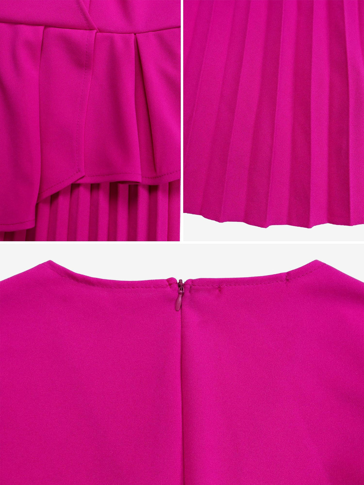 V Neck Short Sleeves Belted Pleated Midi Work Dress