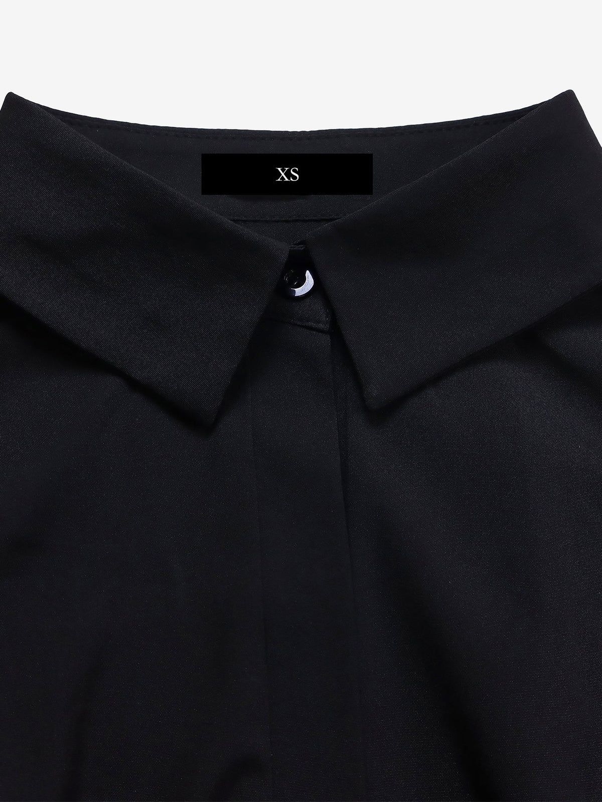 Solid Color Puff Long Sleeves Midi A-Line Shirt Dress