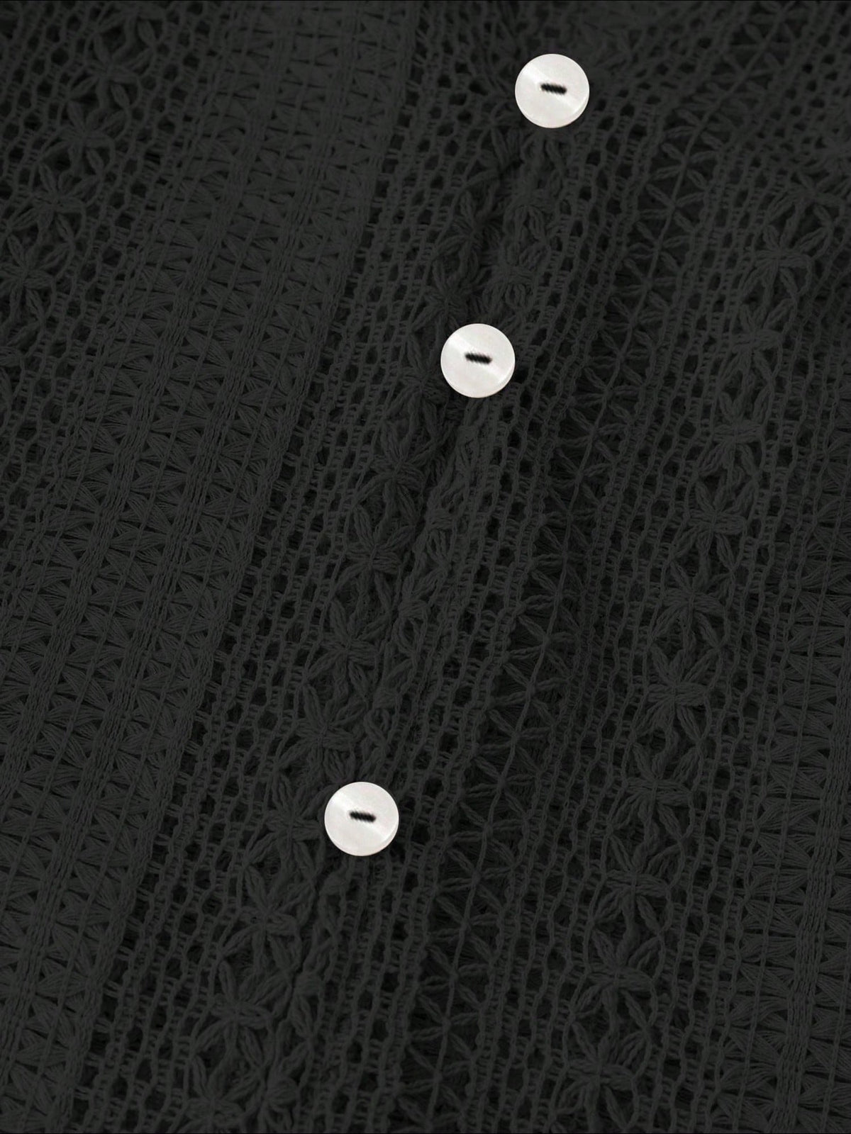 Solid Color Long Sleeves Knitted Sheer Crochet Blouse