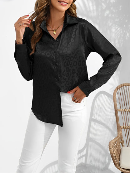 Satin Collared Button Down Long Sleeves Blouse