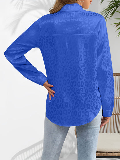 Satin Collared Button Down Long Sleeves Blouse