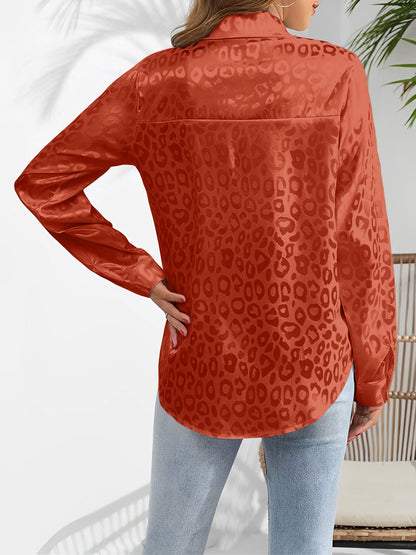 Satin Collared Button Down Long Sleeves Blouse