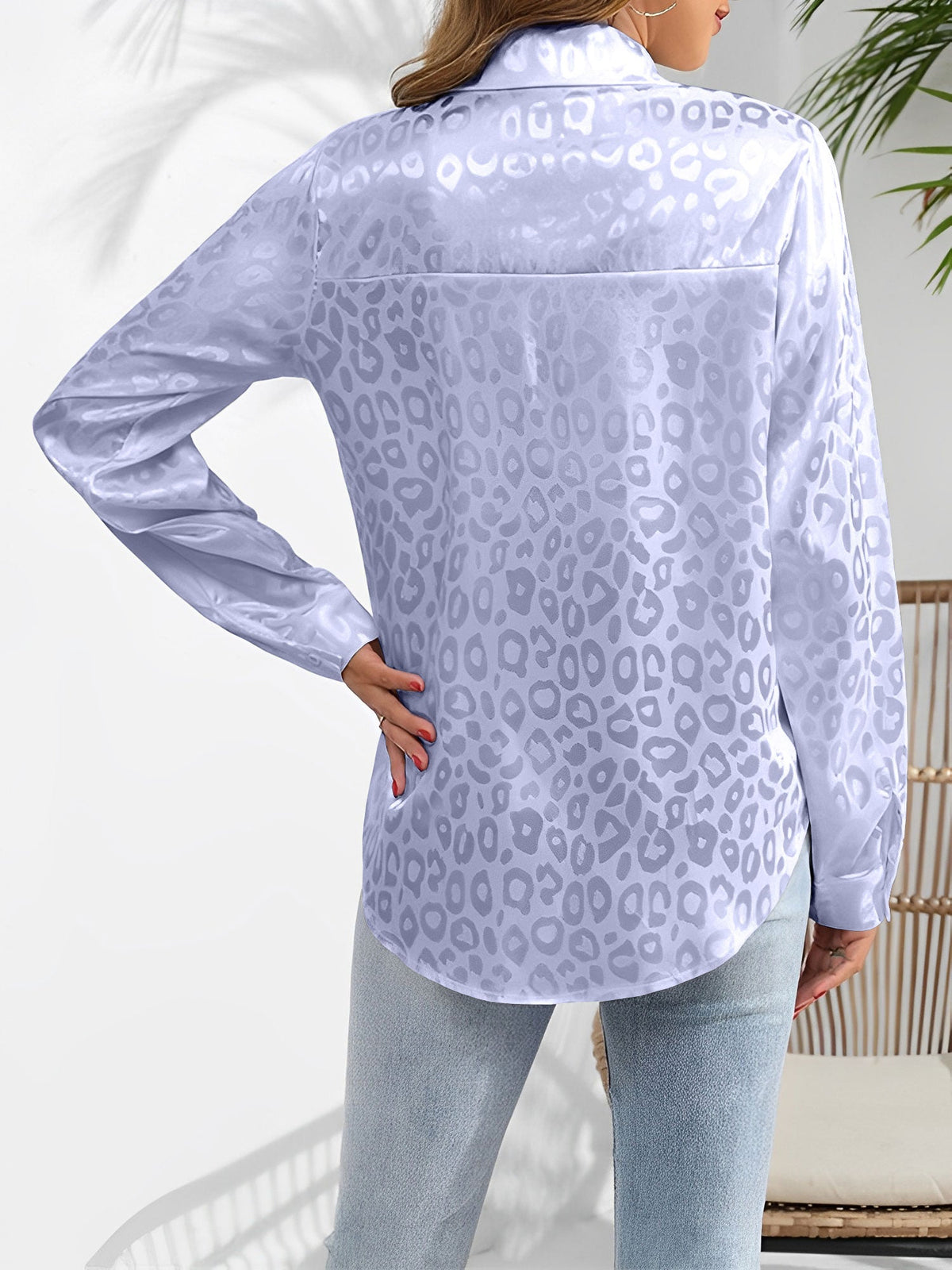 Satin Collared Button Down Long Sleeves Blouse