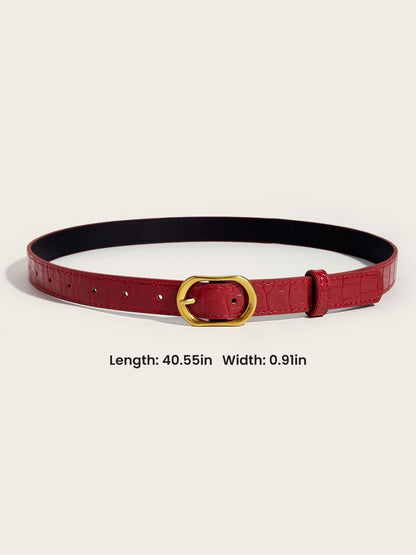 Women's Faux Leather Solid Color Buckle Belt