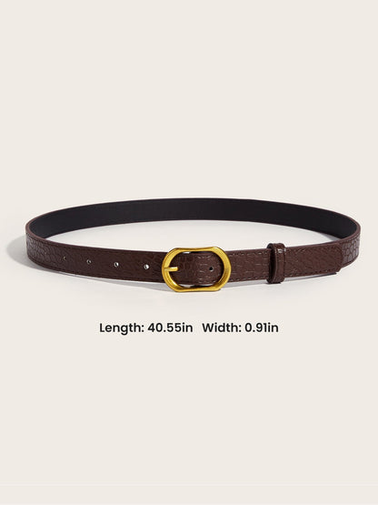 Women's Faux Leather Solid Color Buckle Belt