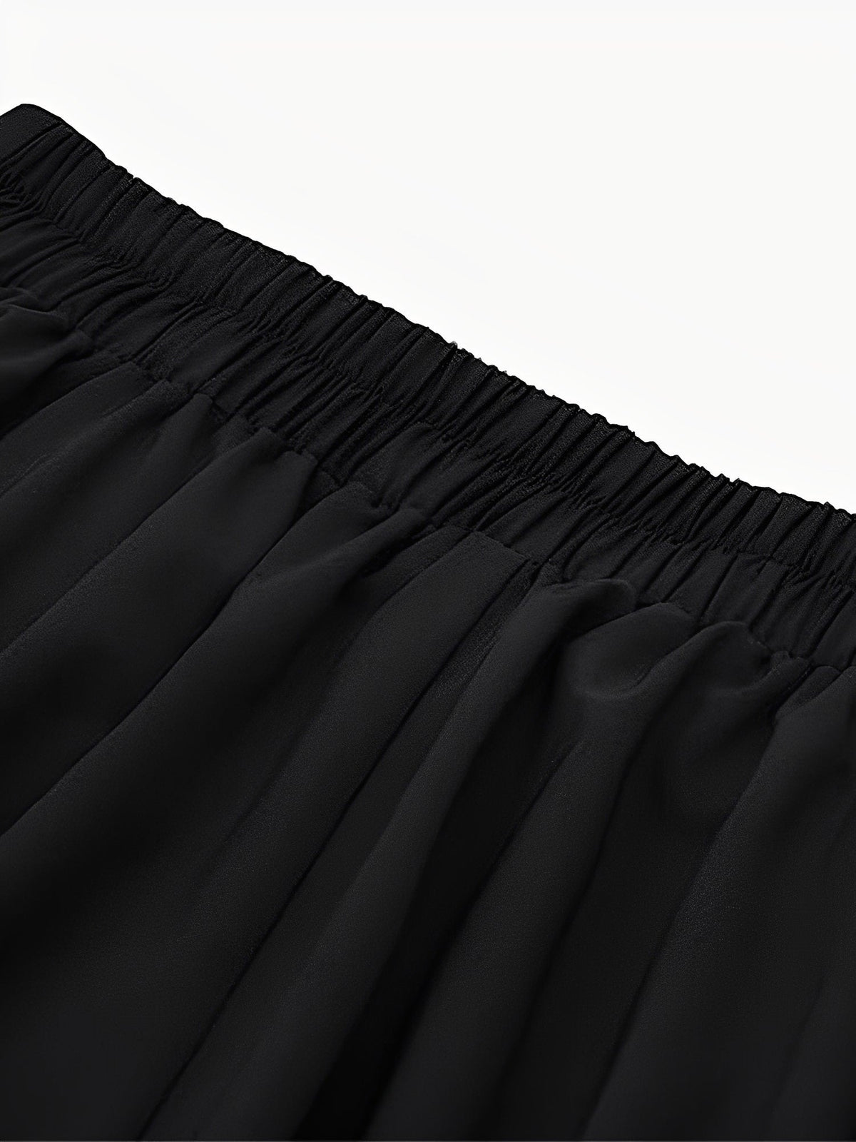 Solid Color Pleated Elastic Waist Pocketed A-Line Midi Skirt