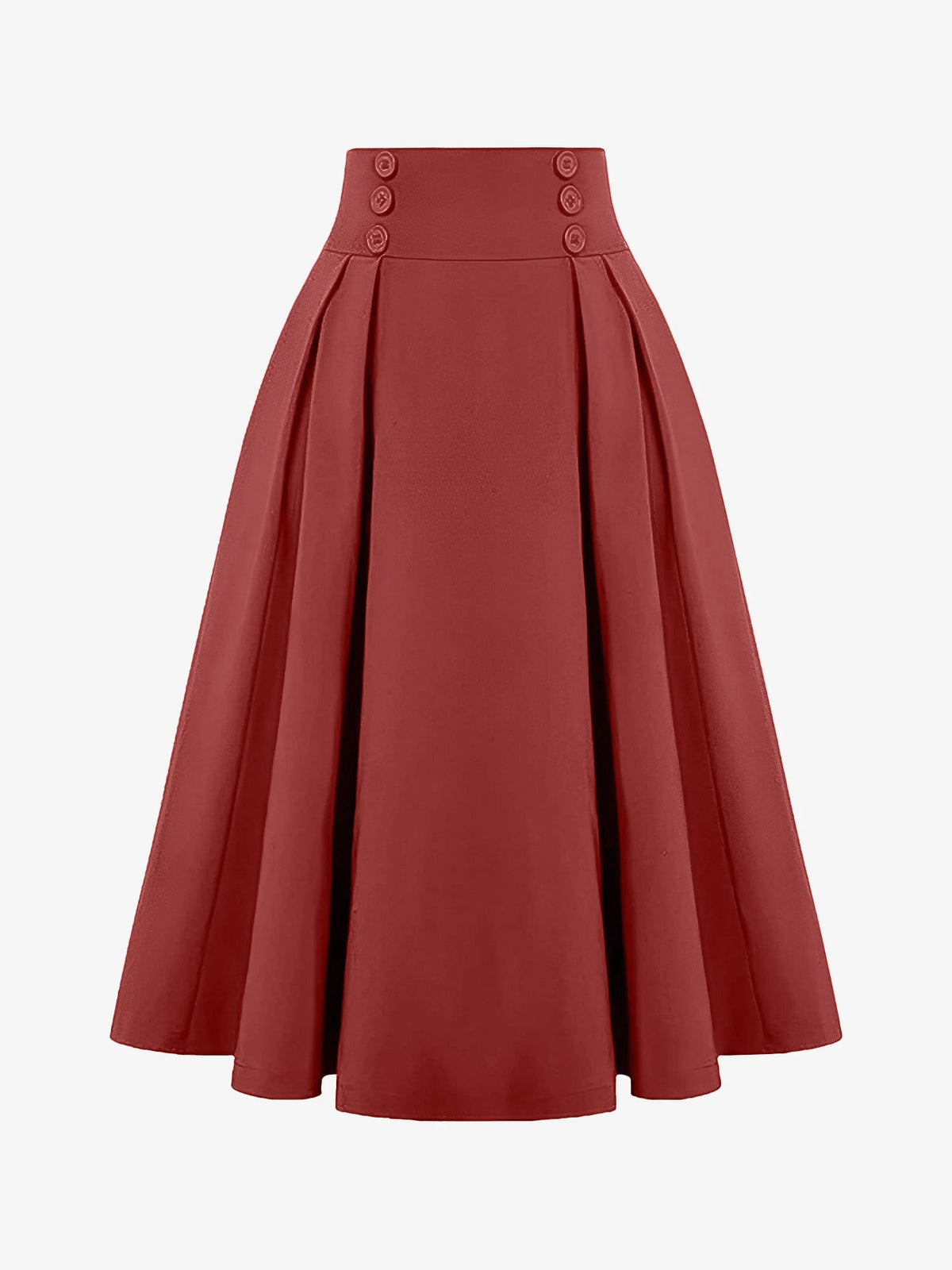 Solid Color Pleated Elastic Waist Pocketed A-Line Midi Skirt