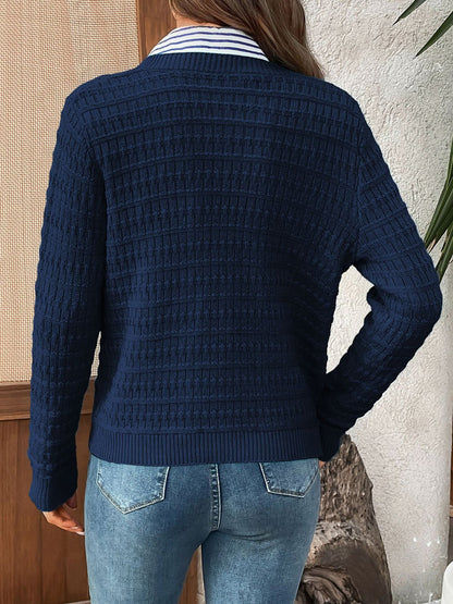 Round Neck Long Sleeves Button Down Knitted Cardigans