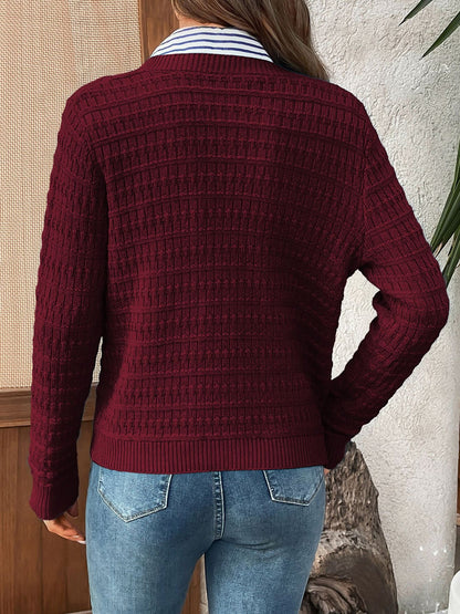 Round Neck Long Sleeves Button Down Knitted Cardigans