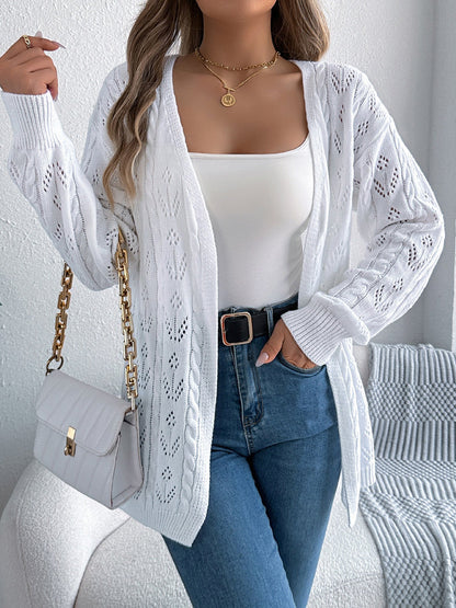 Casual Solid Color Hollow Long Sleeves Cardigan