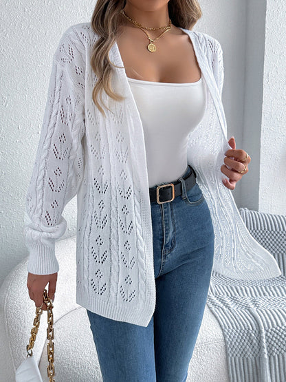 Casual Solid Color Hollow Long Sleeves Cardigan