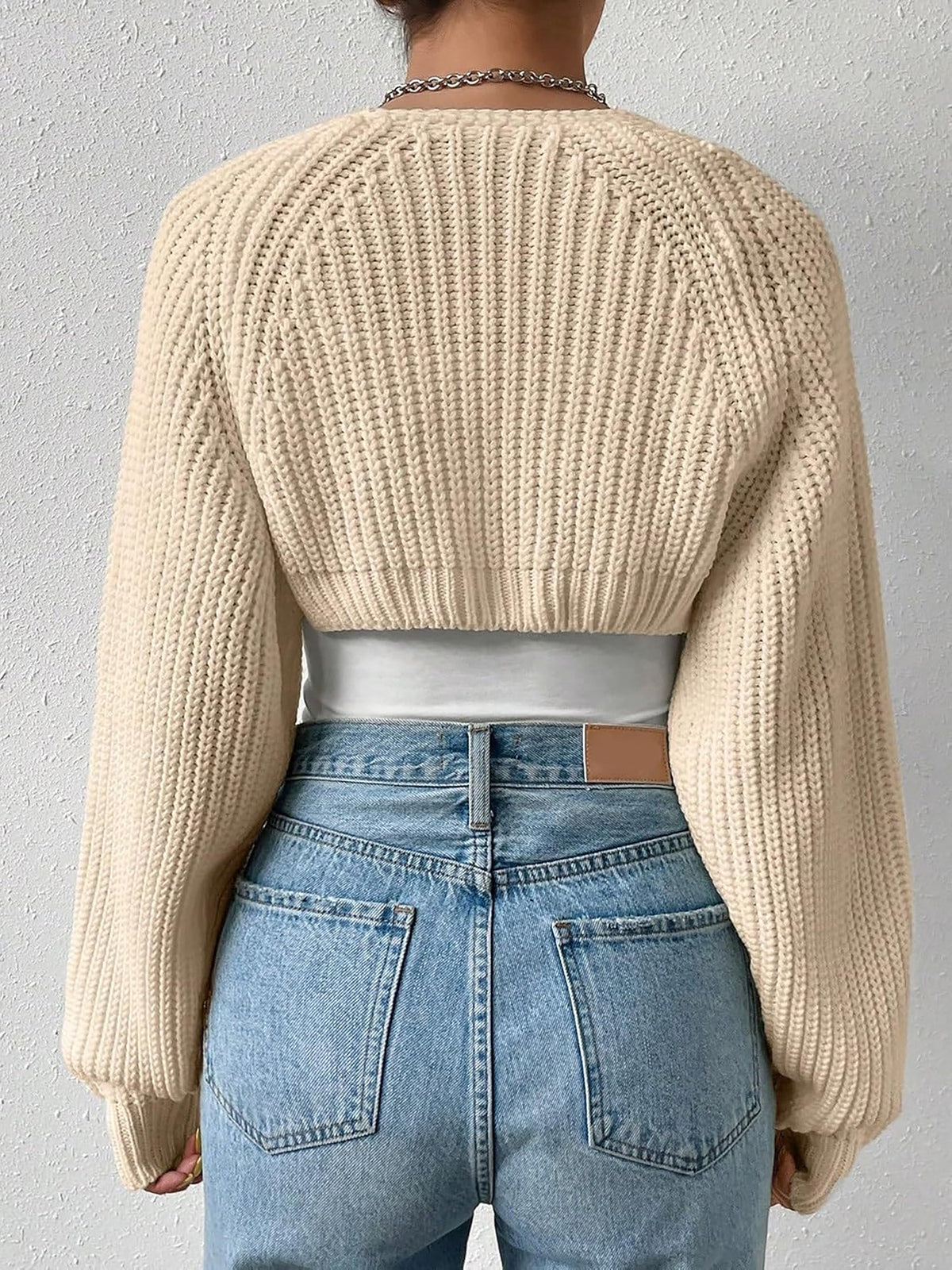 Ribbed Knit Open Front Long Sleeves Cardigan Shrugs
