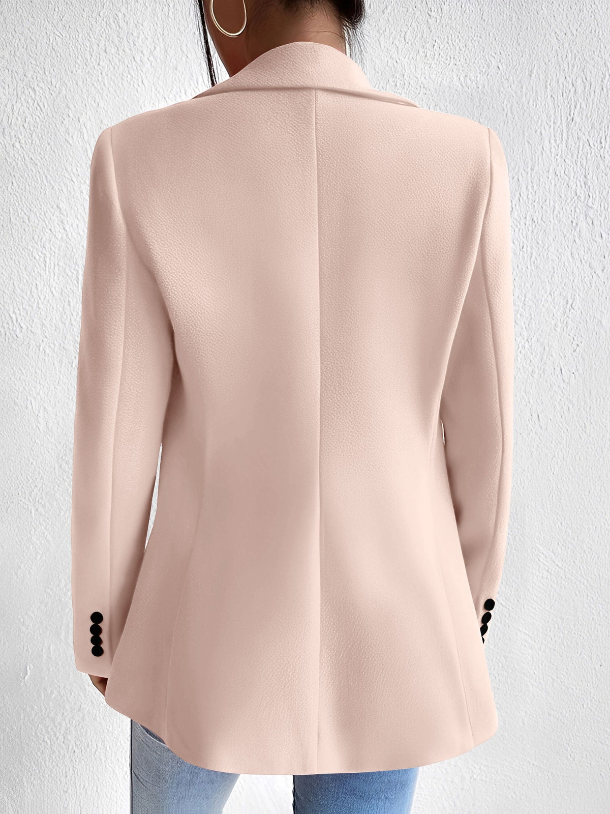 Solid Color Notched Laple One Button Blazer