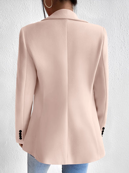 Solid Color Notched Laple One Button Blazer