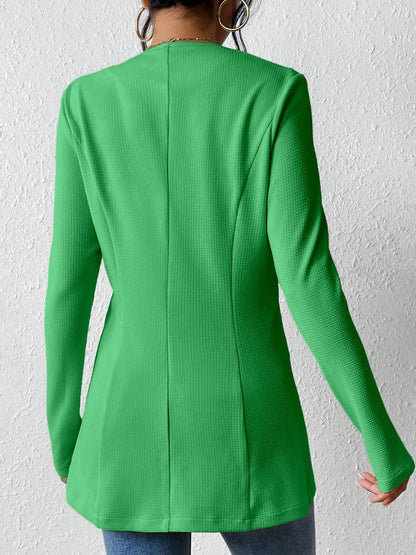 Single Button Solid Color Long Sleeve Jacket