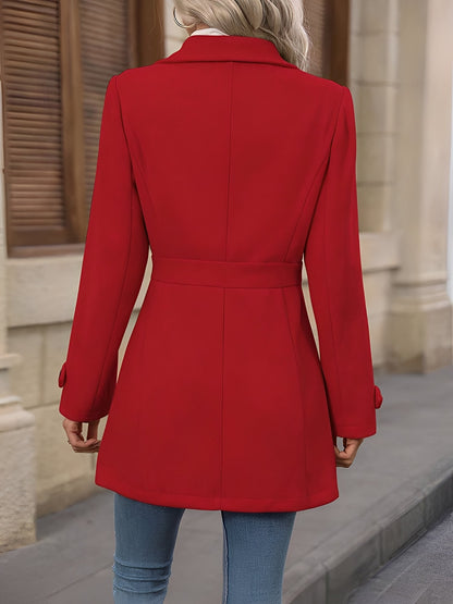 Lapel Long Sleeves Button Down Solid Color Coat