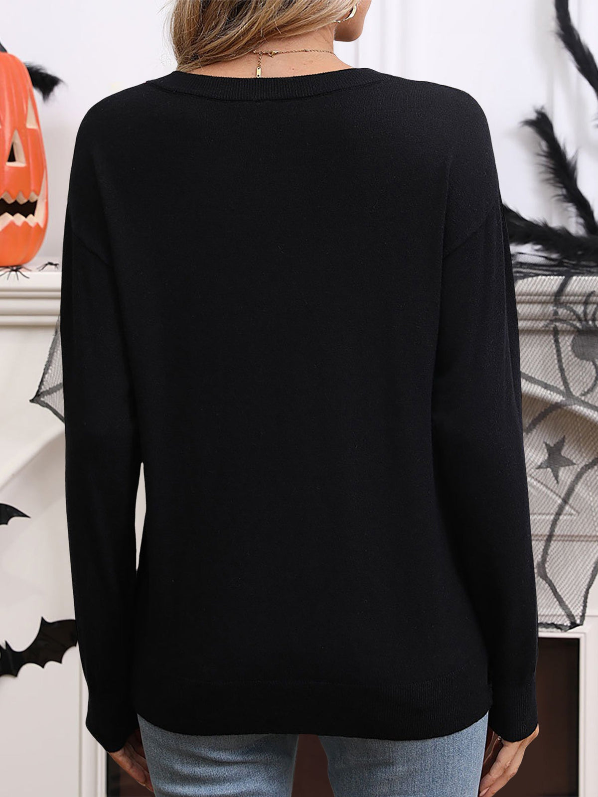 Halloween Ghost Crew Neck Long Sleeve Sweater