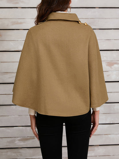 Solid Color Cropped Cape Cloak Jacket
