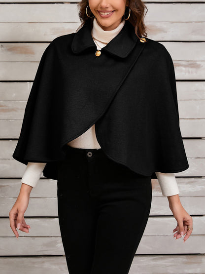 Solid Color Cropped Cape Cloak Jacket