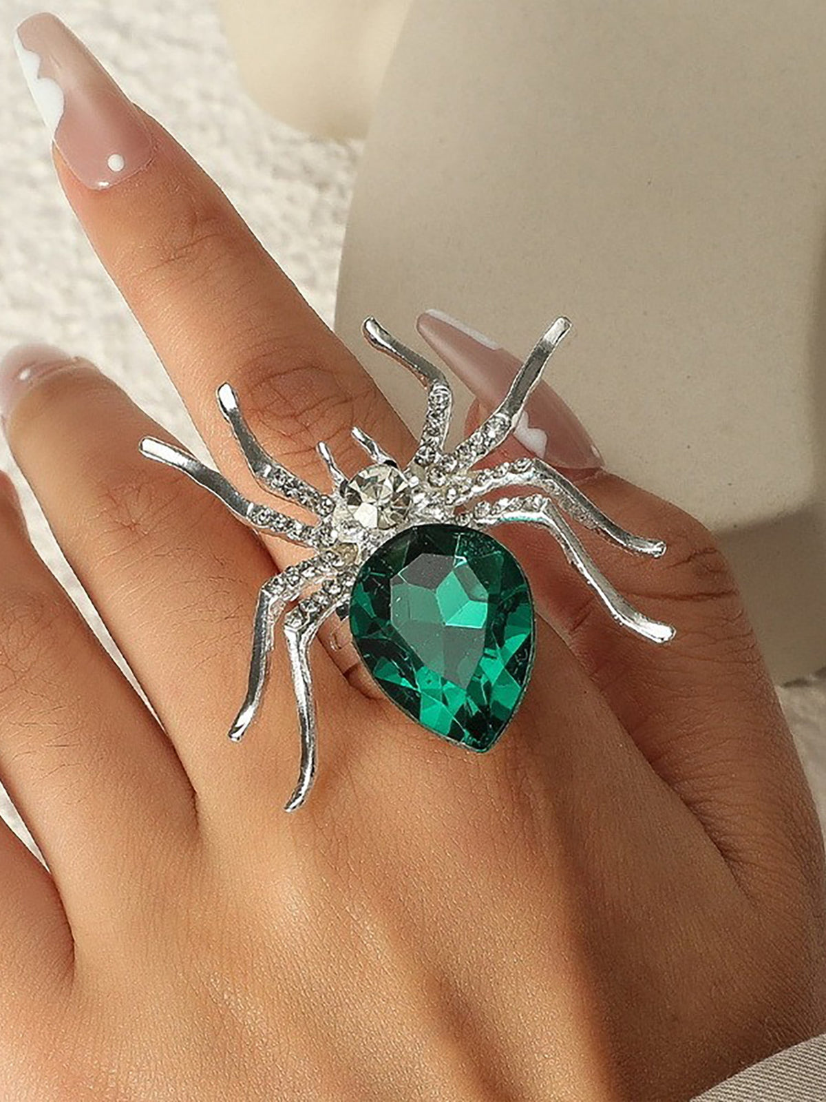 Halloween Spider Diamond Adjustable Ring
