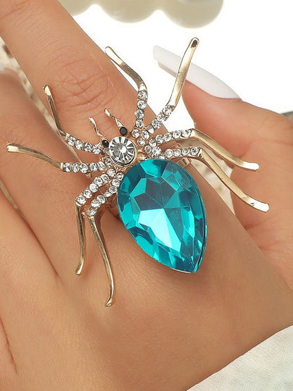 Halloween Spider Diamond Adjustable Ring