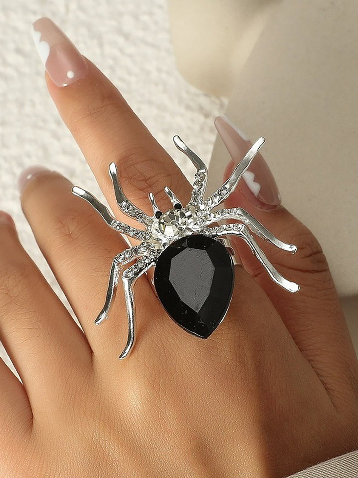 Halloween Spider Diamond Adjustable Ring