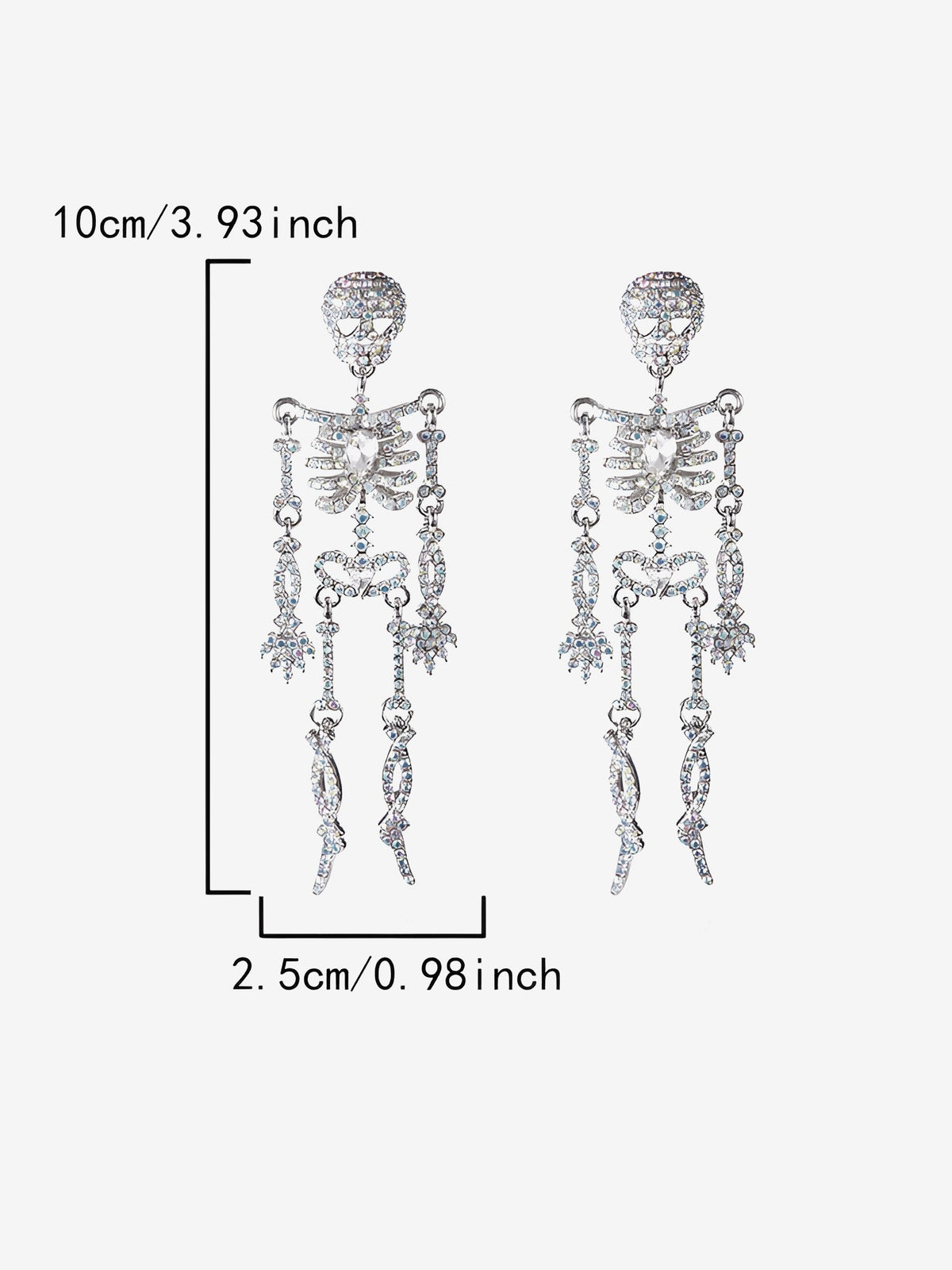 Halloween Full Skeleton Skull Diamond Glittering Earrings