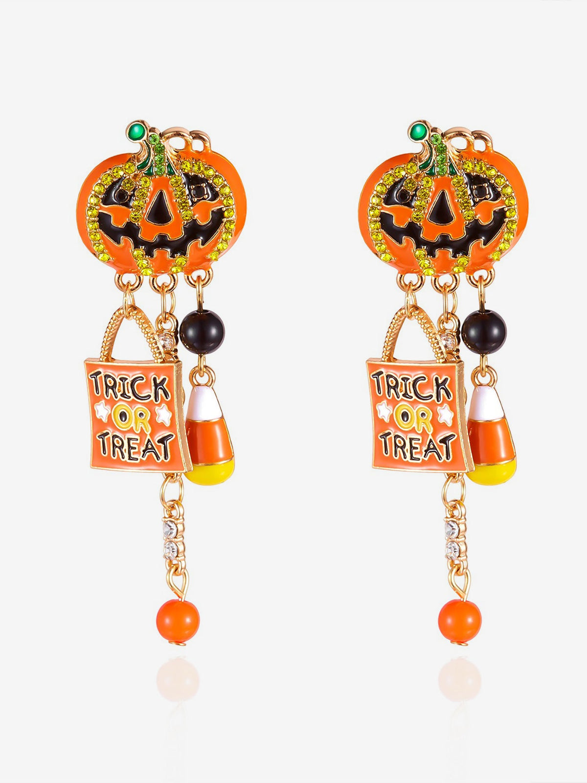 Halloween Faux Diamond Pumpkin Earrings