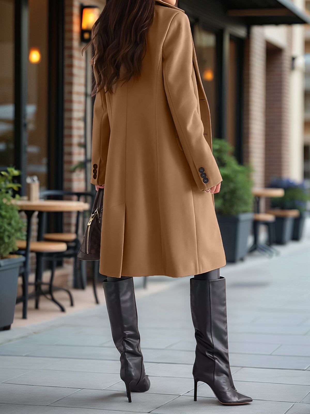 Notched Lapel Single Breasted Mid-Length Pea Coat