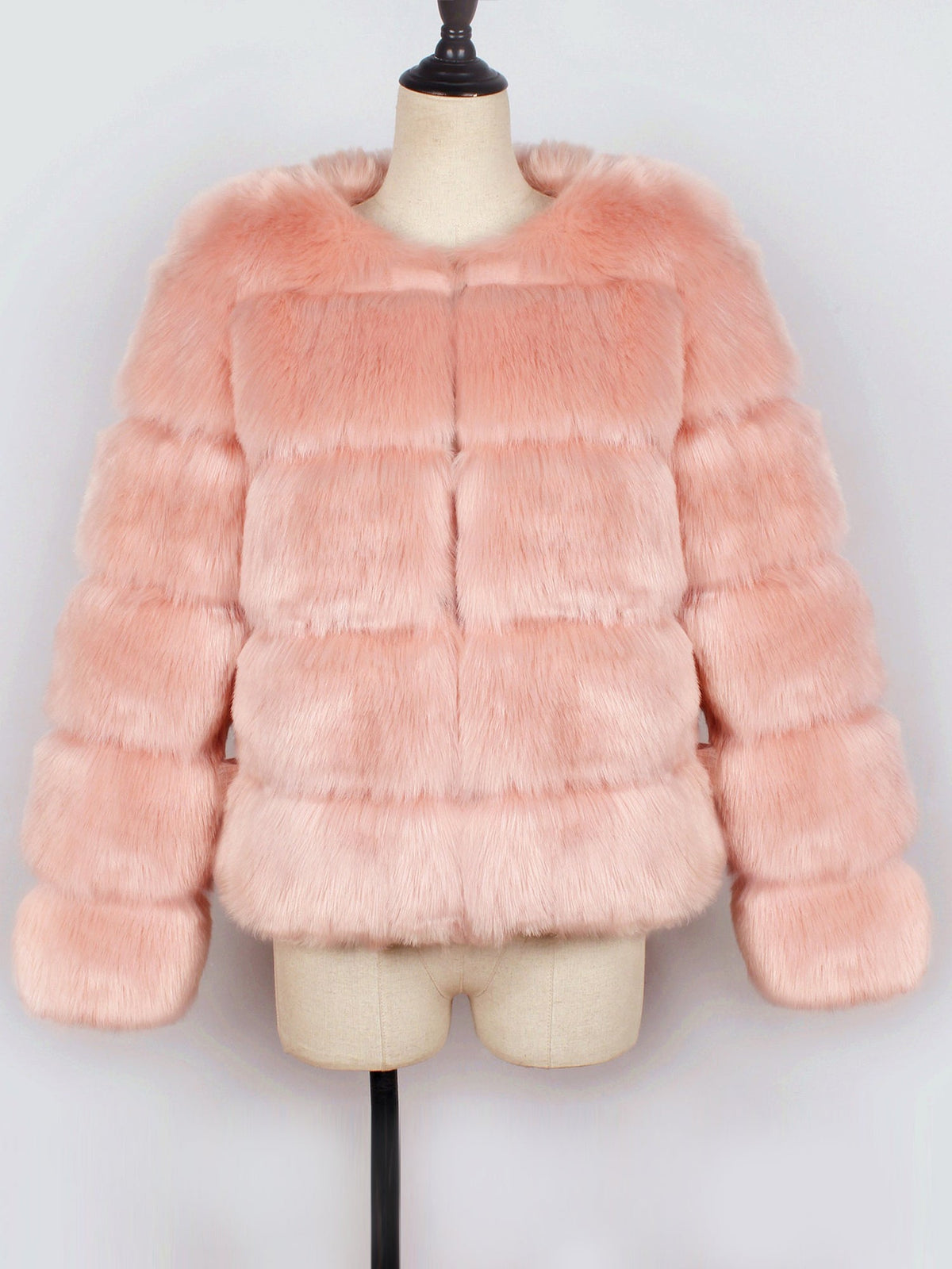 Casual Long Sleeves Solid Color Faux Fur Coat