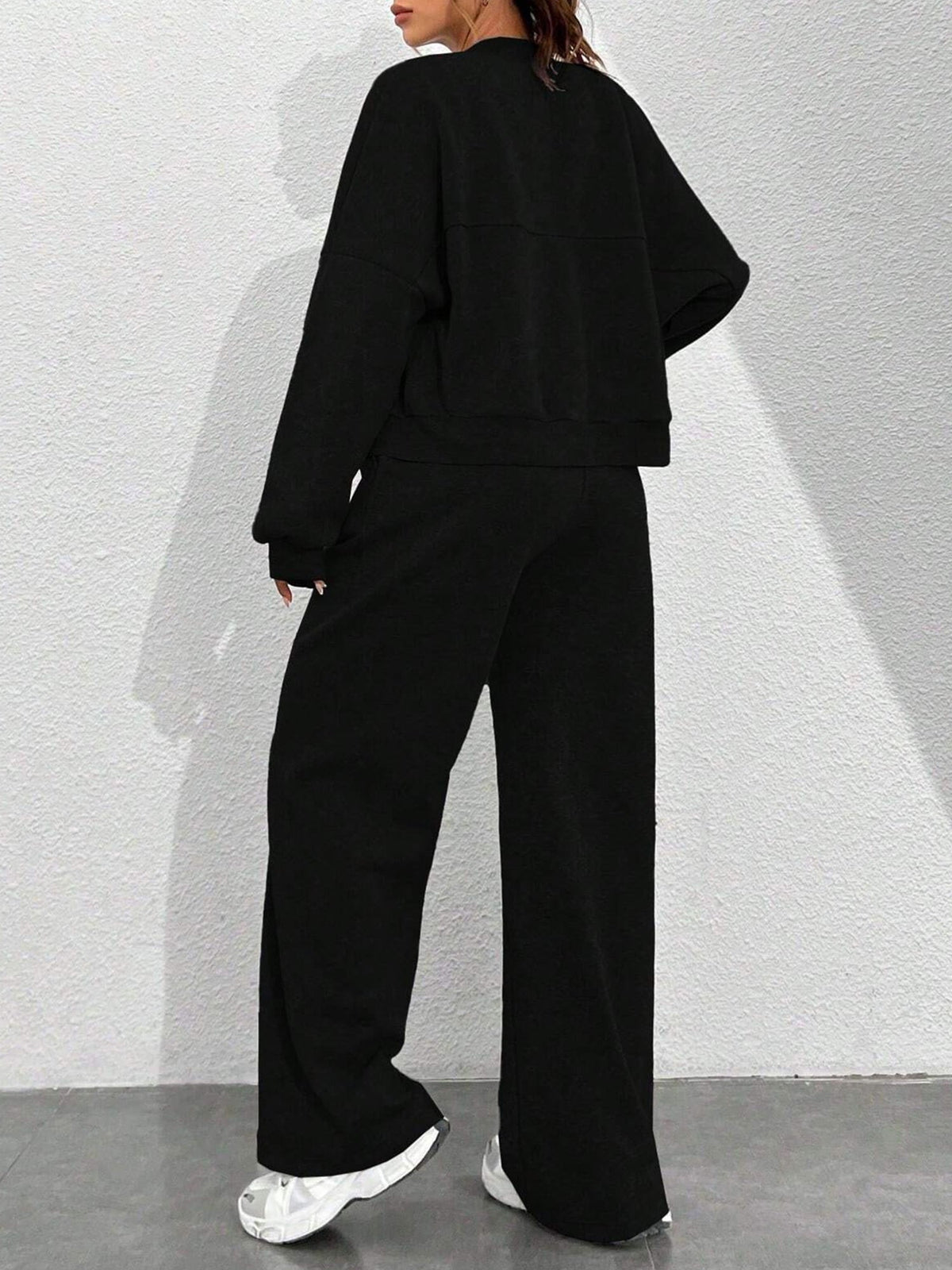 2 Pieces Long Sleeves Jacket & Elastic Waist Sweatpants Set