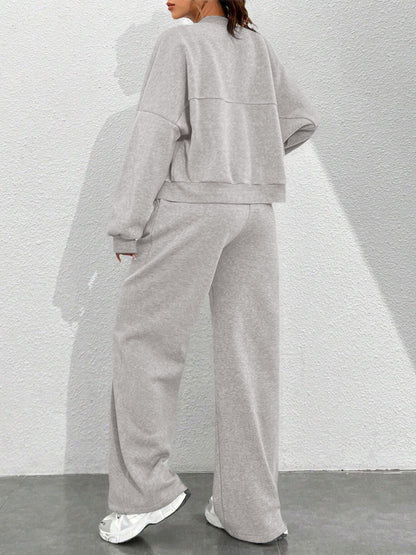 2 Pieces Long Sleeves Jacket & Elastic Waist Sweatpants Set