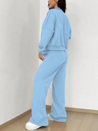 2 Pieces Long Sleeves Jacket & Elastic Waist Sweatpants Set