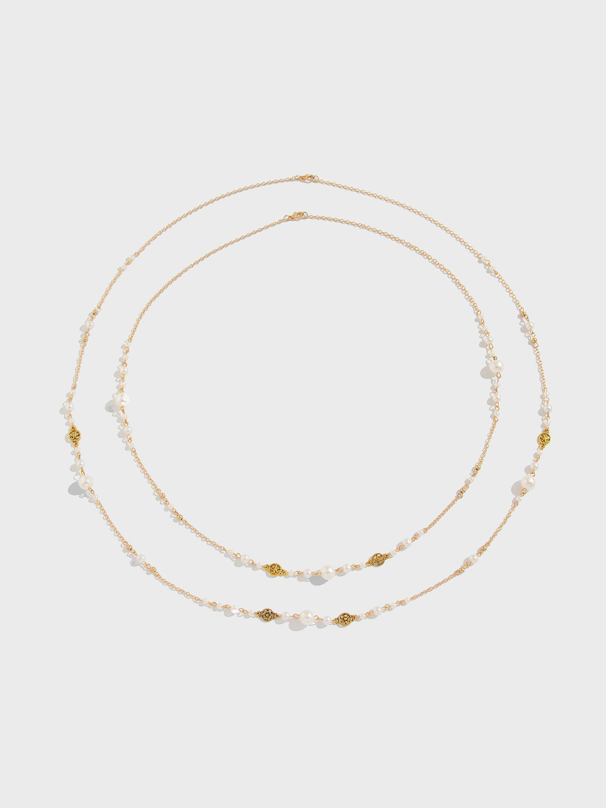 2 Pieces Faux Pearl Layered Long Necklaces Set