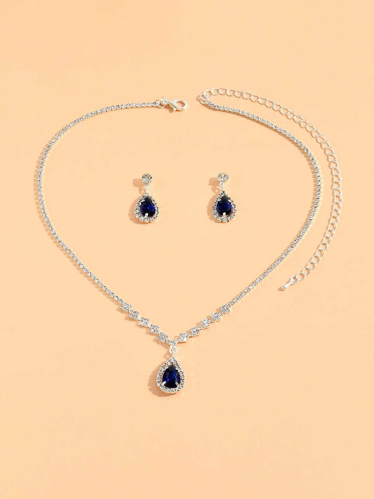 Rhinestone Zirconia Wedding Accessories Necklace and Bracelet Set