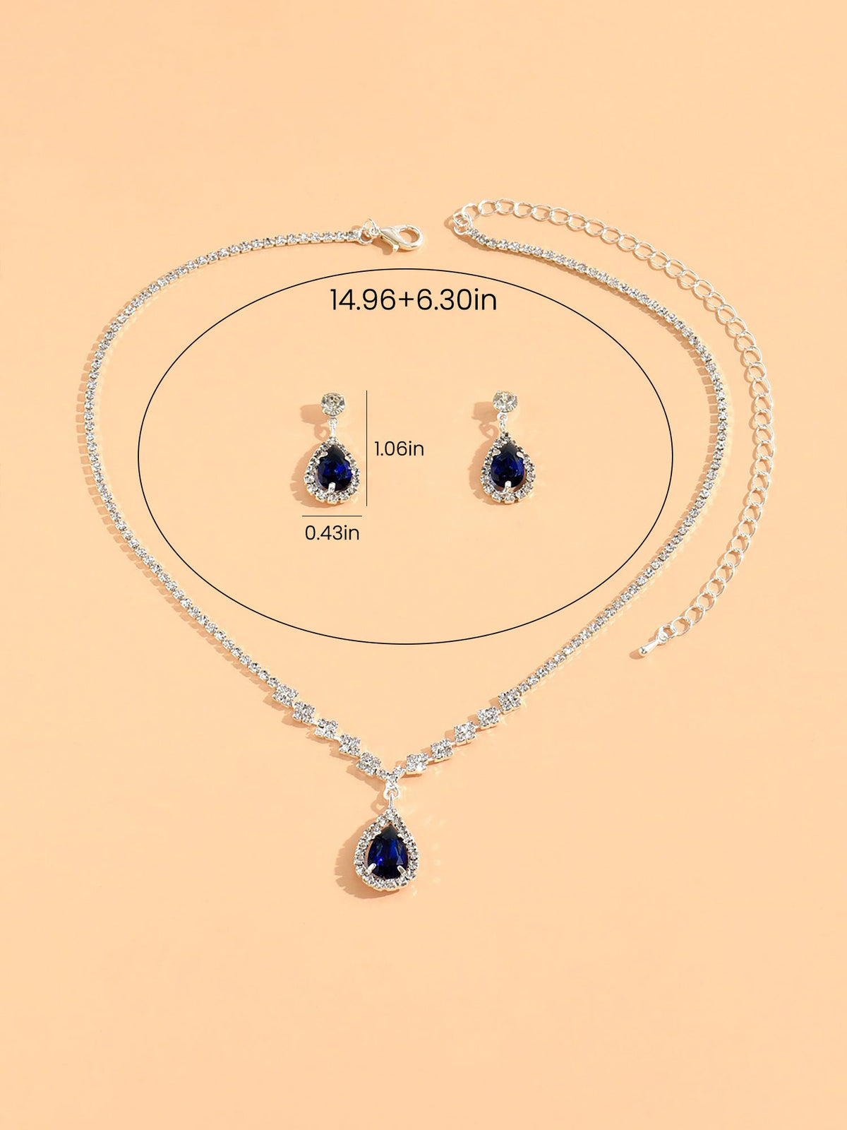 Rhinestone Zirconia Wedding Accessories Necklace and Bracelet Set