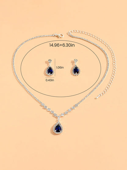 Rhinestone Zirconia Wedding Accessories Necklace and Bracelet Set