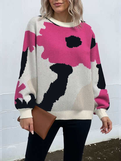 Crew Neck Long Sleeve Knit Pullover Sweater