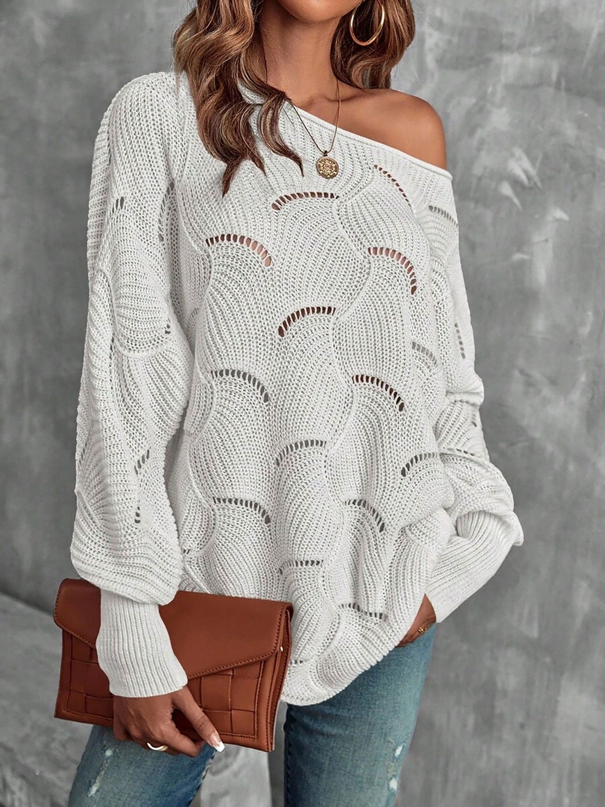 Lightweight Knitted Long Sleeves Oversized Sweater