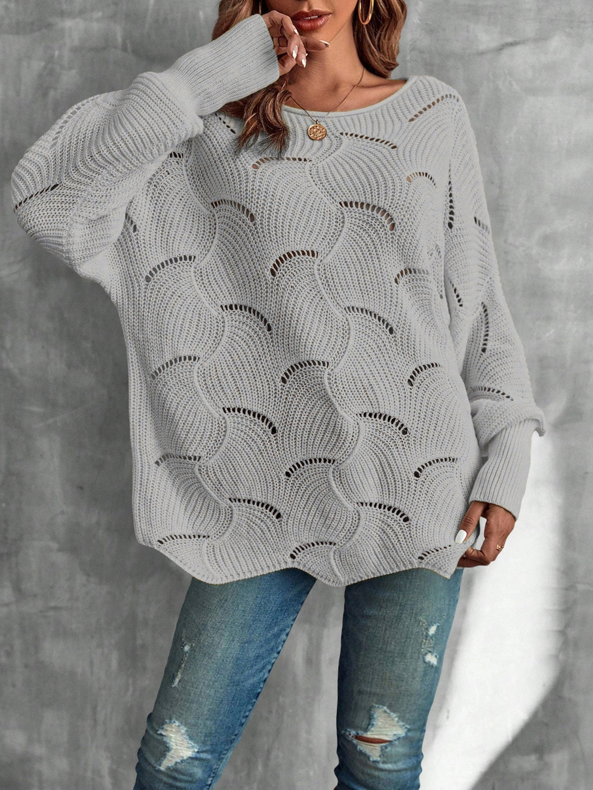 Lightweight Knitted Long Sleeves Oversized Sweater