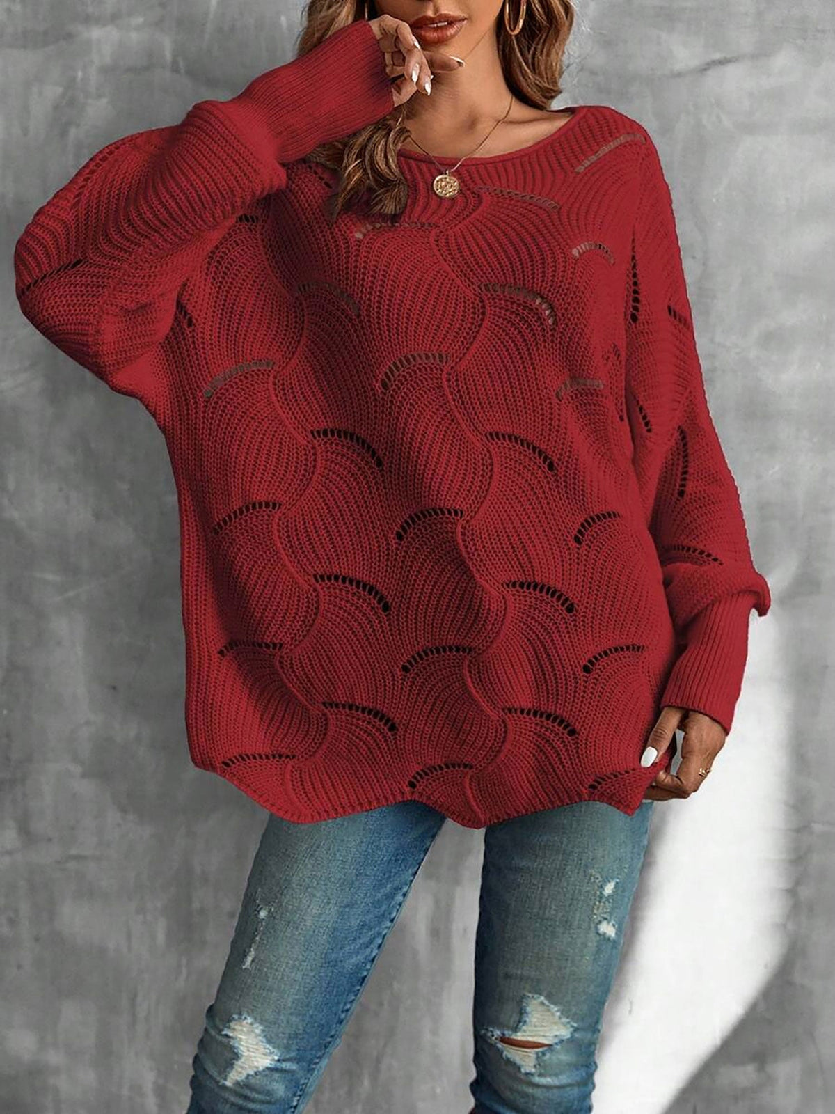 Lightweight Knitted Long Sleeves Oversized Sweater