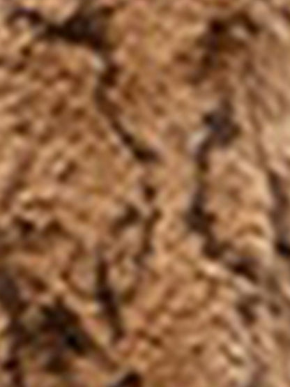 Collared Long Sleeves Leopard Faux Fur Long Coats