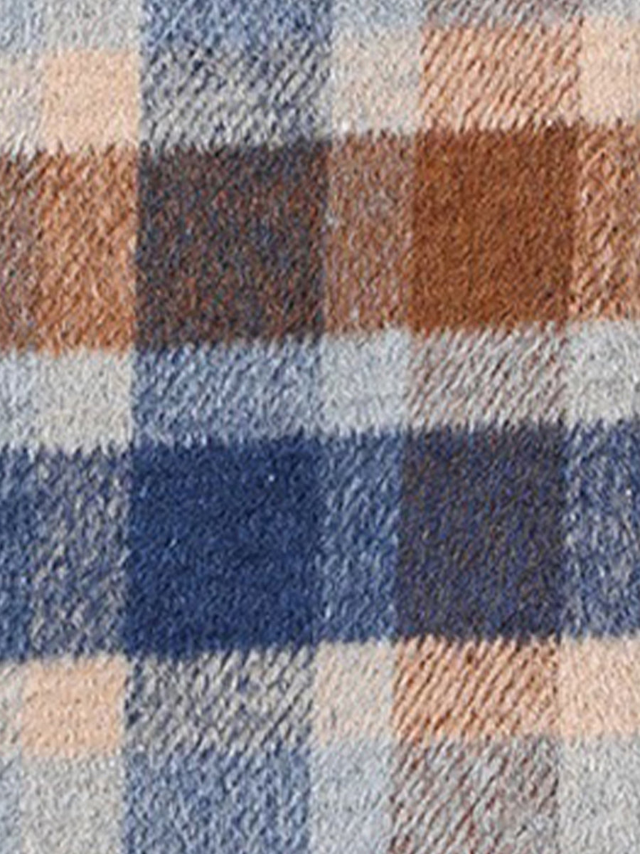 Lapel Long Sleeves Plaid Cropped Jacket