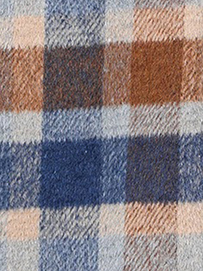 Lapel Long Sleeves Plaid Cropped Jacket