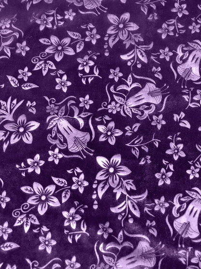Velvet Floral Textured Elastic Waist Maxi A-Line Skirt