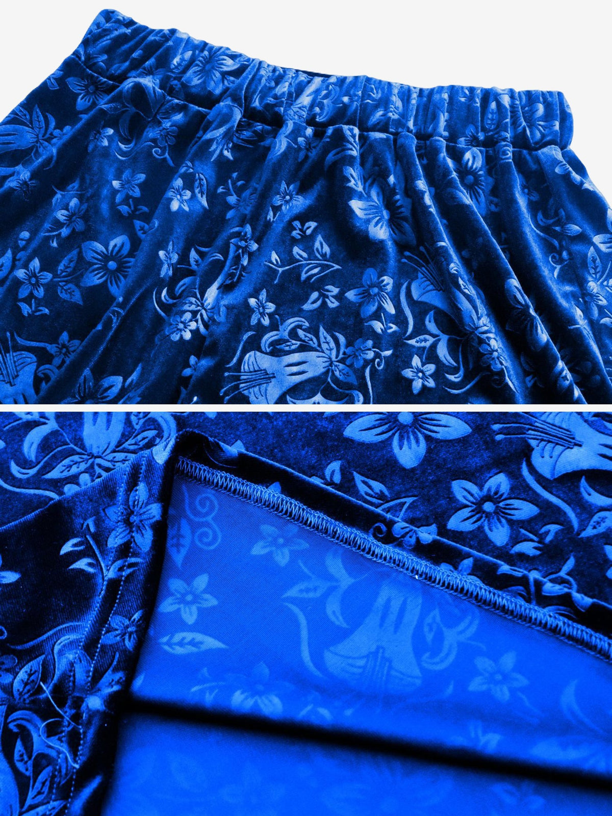 Velvet Floral Textured Elastic Waist Maxi A-Line Skirt