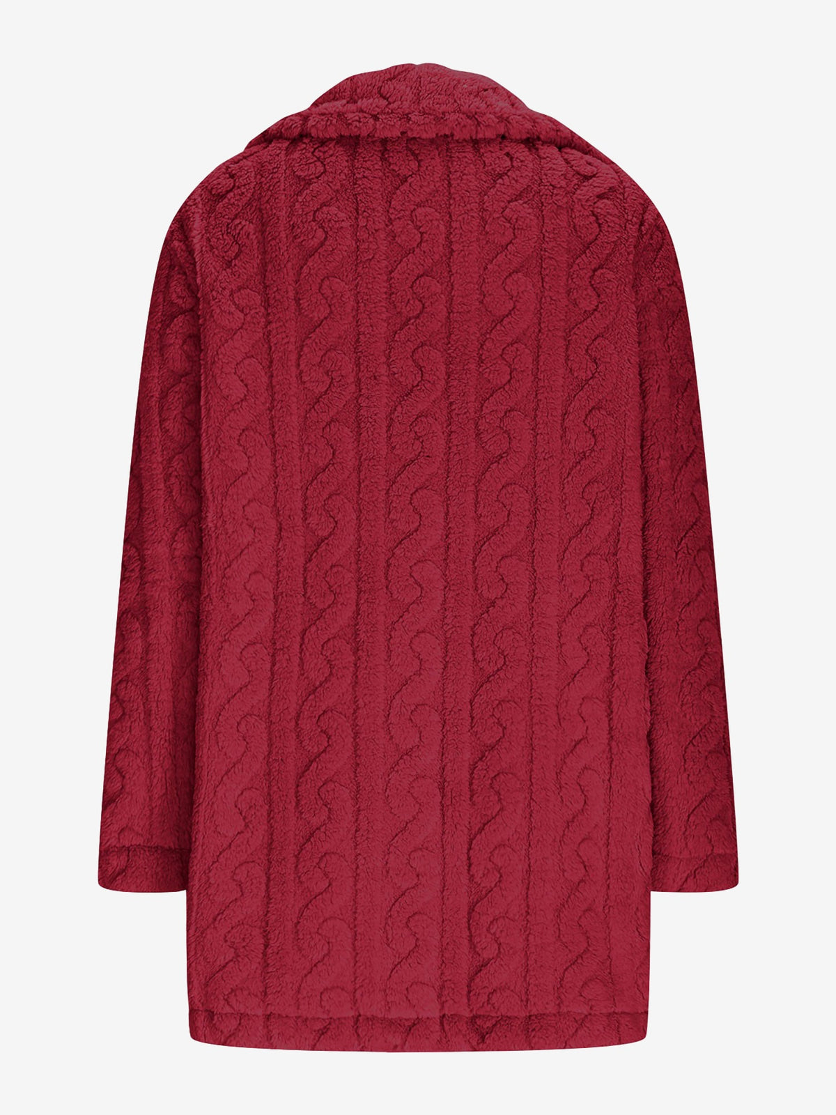 Notched Lapel Double-Breasted Mid-Length Faux Fur Jacket