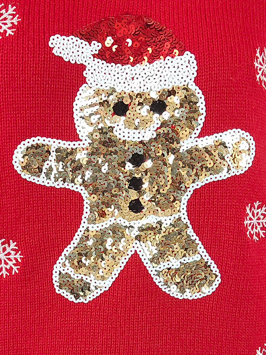 Christmas Sequined Deer Crew Neck Knit Sweater