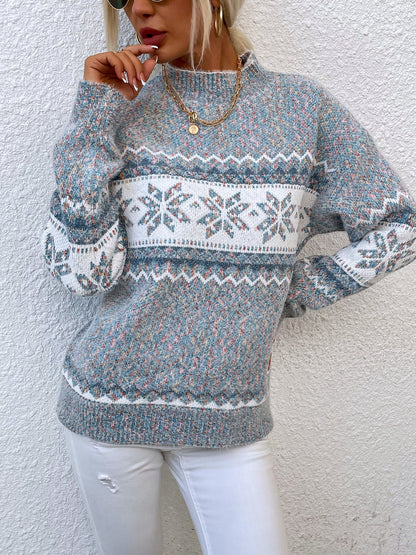Women's Turtleneck Snowflake Sweater
