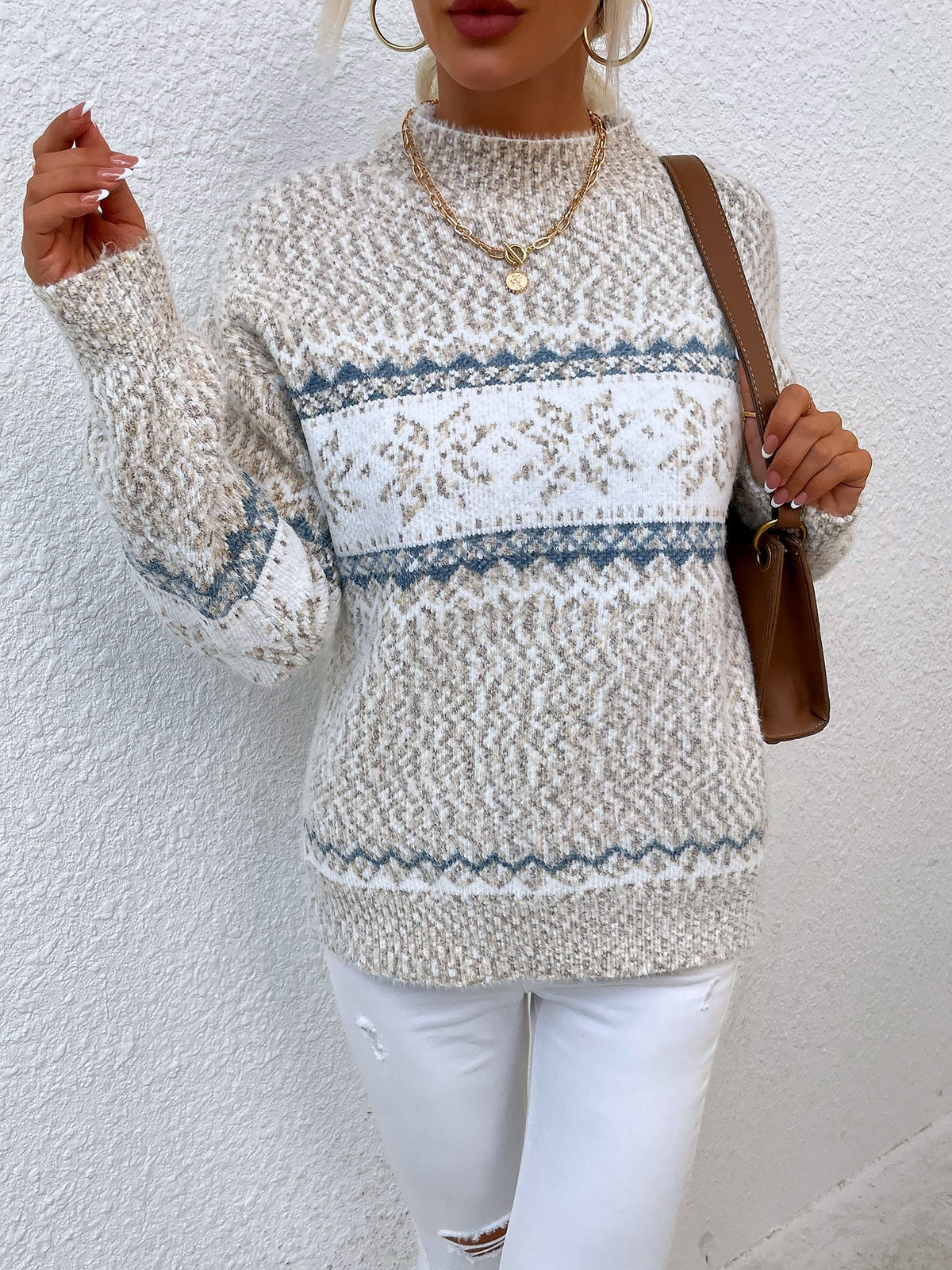 Women's Turtleneck Snowflake Sweater